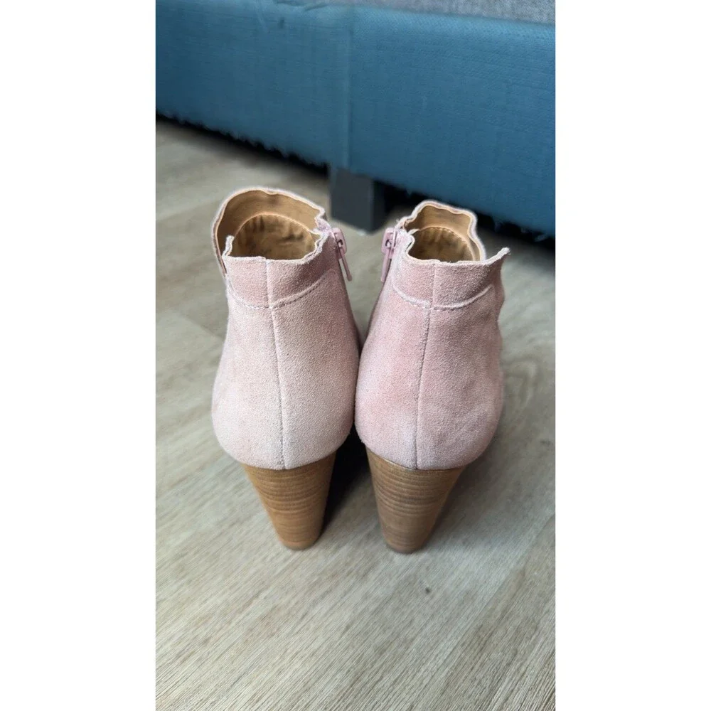 Pink Suede Ankle Boots with Zipper